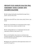 SERVSAFE FOOD HANDLER EXAM 2026 FINAL ASSESSMENT TESTED CONTENT WITH ACCURATE SOLUTIONS