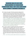SHADOW HEALTH SICK VISIT MANAGEMENT OF ENDOCRINE CONDITIONS FINAL TEST 2026 QUESTIONS WITH CORRECT ANSWERS GRADED A&plus;