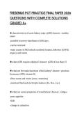 FRESENIUS PCT PRACTICE FINAL PAPER 2026 QUESTIONS WITH COMPLETE SOLUTIONS GRADED A&plus;
