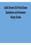 AAA Drivers Ed Final Exam Questions and Answers Study Guide 2025&sol; 2026 Comprehensive Driver Education Resource with Solution