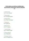FTCE ESOL K-12 FINAL PAPER 2026 QUESTIONS WITH SOLUTIONS GRADED A&plus;