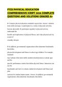 FTCE PHYSICAL EDUCATION COMPREHENSIVE SCRIPT 2026 COMPLETE QUESTIONS AND SOLUTIONS GRADED A&plus;