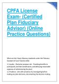 CPFA License  Exam- &lpar;Certified  Plan Fiduciary  Advisor&rpar; &lpar;Online  Practice Questions&rpar; 