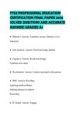 FTCE PROFESSIONAL EDUCATION CERTIFICATION FINAL PAPER 2026 SOLVED QUESTIONS AND ACCURATE ANSWERS GRADED A&plus;
