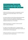 FTCE PROFESSIONAL EDUCATION CERTIFICATION STUDY GUIDE 2026 COMPLETE QUESTIONS AND SOLUTIONS VERIFIED A&plus;