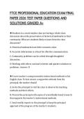 FTCE PROFESSIONAL EDUCATION EXAM FINAL PAPER 2026 TEST PAPER QUESTIONS AND SOLUTIONS GRADED A&plus;