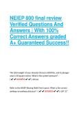 NEIEP 800 final review  Verified Questions And  Answers &vert; With 100&percnt;  Correct Answers graded  A&plus; Guaranteed Success&excl;&excl; 