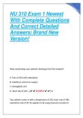 NU 310 Exam 1 Newest  With Complete Questions  And Correct Detailed  Answers&vert; Brand New  Version&excl; 