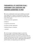 FUNDAMENTALS ATI QUESTIONS EXAM 1 ASSESSMENT 2026 QUESTIONS AND ANSWERS GUARANTEED TO PASS