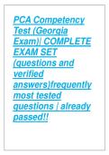 PCA Competency  Test &lpar;Georgia  Exam&rpar;&vert; COMPLETE  EXAM SET  &lpar;questions and  verified  answers&rpar;frequently  most tested  questions &vert; already  passed&excl;&excl;