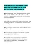 FUNDAMENTALS OF INTERNATIONAL AVIATION EXAMINATION SET 2026 SOLVED QUESTIONS GRADED A&plus;