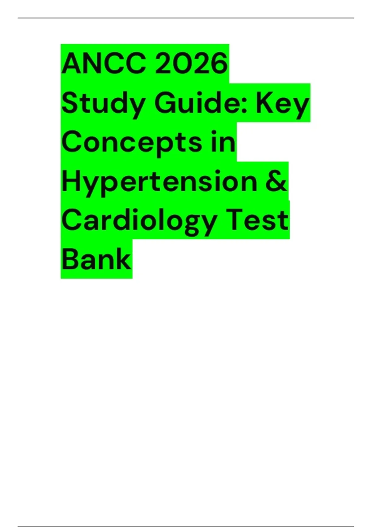 ANCC 2026 Study Guide: Key Concepts in Hypertension & Cardiology Test ...