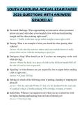 SOUTH CAROLINA ACTUAL EXAM PAPER 2026 QUESTIONS WITH ANSWERS GRADED A&plus;