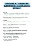 SOUTH CAROLINA FINAL TEST 2026 QUESTIONS WITH CORRECT ANSWERS GRADED A&plus;