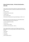 Maternal-Newborn Nursing &ndash; Final Exam Study Questions &ndash; 2025&sol;2026