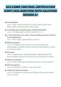 UCA COMM 1300 FINAL CERTIFICATION SCRIPT 2026 QUESTIONS WITH SOLUTIONS GRADED A&plus;