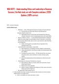 WGU D072 &ndash; Understanding Ethics and Leadership in Business Success &vert; Verified study set with Complete solutions &vert; 2026 Updates &vert; 100&percnt; correct