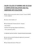 GALEN COLLEGE OF NURSING NUR 155 EXAM 3 CERTIFICATION EVALUATION 2026 FULL QUESTIONS WITH SOLUTIONS