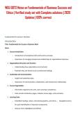 WGU D072 Notes on Fundamentals of Business Success and Ethics &vert; Verified study set with Complete solutions &vert; 2026 Updates &vert; 100&percnt; correct