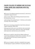 GALEN COLLEGE OF NURSING NUR 155 EXAM 3 FINAL PAPER 2026 QUESTIONS WITH FULL ANSWERS