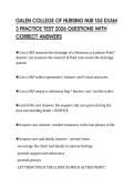 GALEN COLLEGE OF NURSING NUR 155 EXAM 3 PRACTICE TEST 2026 QUESTIONS WITH CORRECT ANSWERS