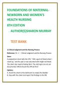 Maternal Newborn Nursing Test Bank 2026 &vert; Murray 8th Edition MCQs &vert; Women&rsquo;s Health & OB NCLEX Questions Study Guide