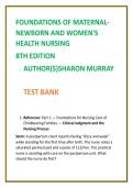Maternal Newborn Nursing Test Bank 2026 &vert; Murray 8th Ed MCQs &vert; Women&rsquo;s Health & OB NCLEX Questions Study Guide