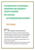 Maternal-Newborn Nursing Test Bank 2026 &vert; Murray 8th Ed MCQs &vert; OB Nursing NCLEX Questions & Women&rsquo;s Health Study Guide