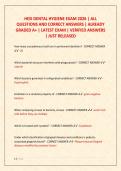 HESI DENTAL HYGIENE EXAM 2026 &vert; ALL  QUESTIONS AND CORRECT ANSWERS &vert; ALREADY  GRADED A&plus; &vert; LATEST EXAM &vert; VERIFIED ANSWERS  &vert; JUST RELEASED