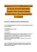 Siemens Level 1 Certification Exam ACTUAL EXAM 2024&sol;2025 &vert; Practice Test &vert; Latest Update &vert; Verified Q&A &vert; Pass Guaranteed - A&plus; Graded
