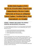 NURS 5432 Family I FNP 1 ACTUAL EXAM 2026 &vert; Final Exam Comprehensive Review Guide &vert; University of Texas at Arlington &vert; Latest Update &vert; Verified Q&A &vert; Pass Guaranteed - A&plus; Graded