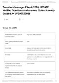 Texas food manager EXAM &lpar;2026&rpar; UPDATE Verified Questions And Answers &vert; Latest Already Graded A&plus; UPDATE &vert;2026