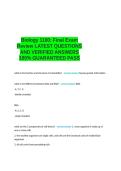 Biology 1100 Final Exam Review LATEST QUESTIONS AND VERIFIED ANSWERS 100- GUARANTEED PASS&period;
