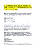 ADVANCED PHARMACOLOGY FUNDAMENTALS FINAL PAPER 2026 QUESTIONS AND SOLUTIONS GUARANTEED TO PASS
