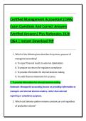 Certified Management Accountant &lpar;CMA&rpar;  Exam Questions And Correct Answers  &lpar;Verified Answers&rpar; Plus Rationales 2026  Q&A &vert; Instant Download Pdf