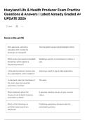 Maryland Life & Health Producer Exam Practice Questions  & Answers &vert; Latest Already Graded A&plus; UPDATE 2026
