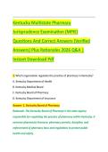 Kentucky Multistate Pharmacy  Jurisprudence Examination &lpar;MPJE&rpar;  Questions And Correct Answers &lpar;Verified  Answers&rpar; Plus Rationales 2026 Q&A &vert;  Instant Download Pdf