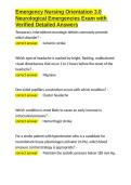 Emergency Nursing Orientation 3&period;0 Neurological Emergencies Exam with Verified Detailed Answers&period;docx