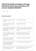 WGU D440 Health and Wellness Through Nutritional Science Exam Questions with Answers Updated 2026&sol;2027