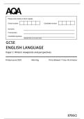 AQA MERGED QUESTION PAPER AND MARK SCHEME 2025 GCSE ENGLISH LANGUAGE 8700&sol;2 Paper 2  Writers&rsquo; viewpoints and perspectives