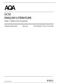 AQA MERGED QUESTION PAPER AND MARK SCHEME 2025 GCSE ENGLISH LITERATURE 8702&sol;2 Paper 2  Modern texts and poetry