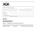 AQA MERGED QUESTION PAPER AND MARK SCHEME 2025 GCSE GEOGRAPHY 8035&sol;2 Paper 2  Challenges in the human environment