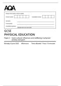 AQA MERGED QUESTION PAPER AND MARK SCHEME 2025 GCSE PHYSICAL EDUCATION 8582&sol;2 Paper 2  Socio-cultural influences and wellbeing in physical    activity and sport 