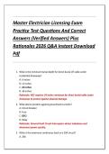 Master Electrician Licensing Exam  Practice Test Questions And Correct  Answers &lpar;Verified Answers&rpar; Plus  Rationales 2026 Q&A Instant Download  Pdf 