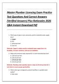 Master Plumber Licensing Exam Practice  Test Questions And Correct Answers  &lpar;Verified Answers&rpar; Plus Rationales 2026  Q&A Instant Download Pdf 