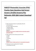 NABCEP Photovoltaic Associate &lpar;PVA&rpar;  Practice Exam Questions And Correct  Answers &lpar;Verified Answers&rpar; Plus  Rationales 2026 Q&A Instant Download  Pdf 