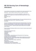 NR 324 Nursing Care of Hematologic Alterations&period; Questions and Answers 2026