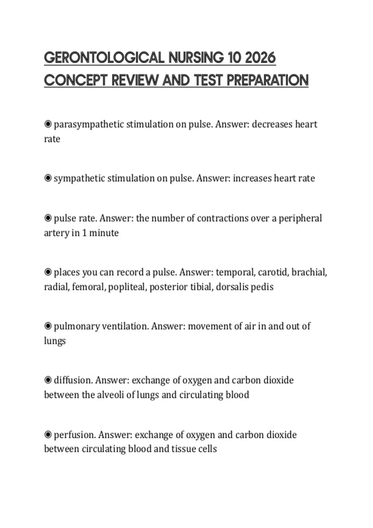 GERONTOLOGICAL NURSING 10 2026 CONCEPT REVIEW AND TEST PREPARATION ...