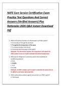 NATE Core Service Certification Exam  Practice Test Questions And Correct  Answers &lpar;Verified Answers&rpar; Plus  Rationales 2026 Q&A Instant Download  Pdf 