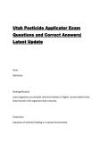 Utah Pesticide Applicator Exam Questions and Correct Answers&vert; Latest Update